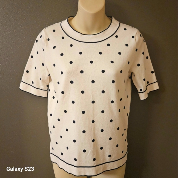 Boden Polka Dot Navy White Knit top - Picture 1 of 12